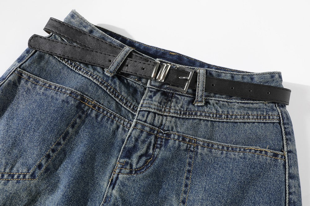 Design Sense Niche Buttocks Wrapped Denim Skirt