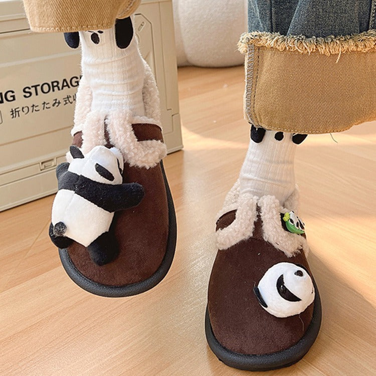 Cute Lamb Fleece-lined Thickened Cartoon Panda Cotton Shoes