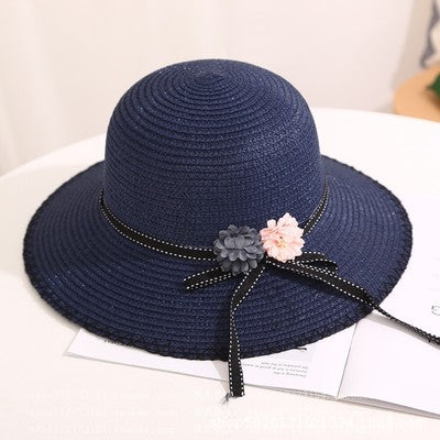 Flower Woven Sun Hat Two Flowers Parent-child Beach Sun Protection
