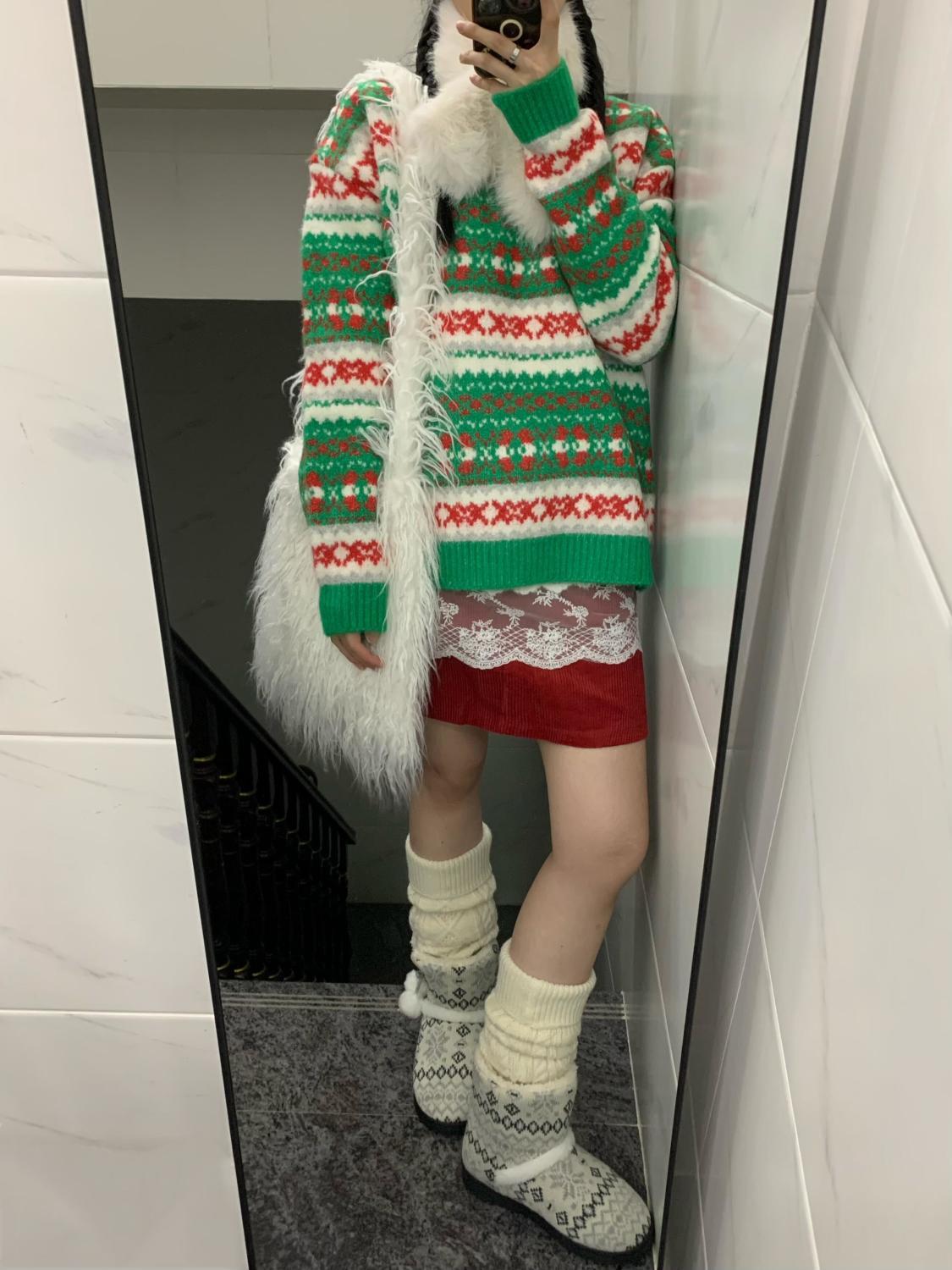 Vintage Fairisland Jacquard Christmas Sweater