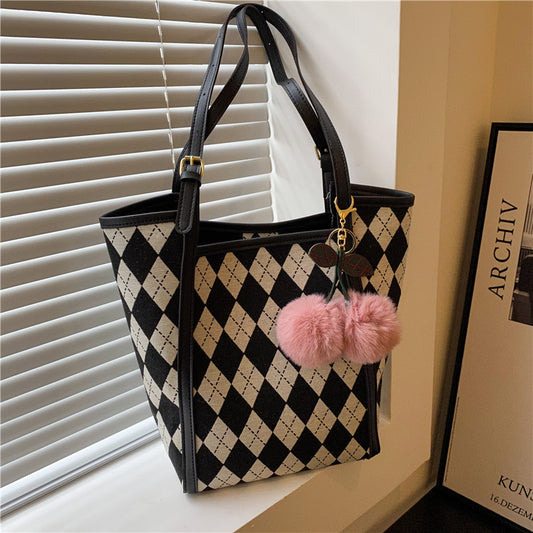 Winter Plaid Shoulder Bag Casual Handbag