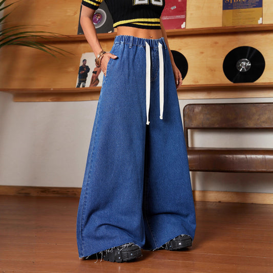 Pure Color Minimal Versatile Elegant Elegant Washed Jeans