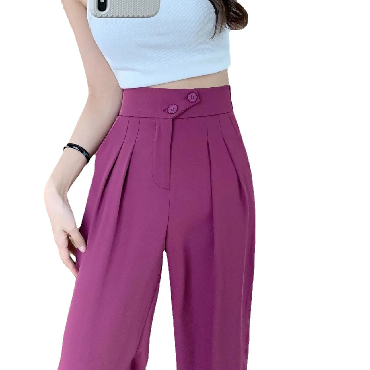High Waist Covering Belly Thin Loose Drooping Casual Mopping Wide-leg Trousers