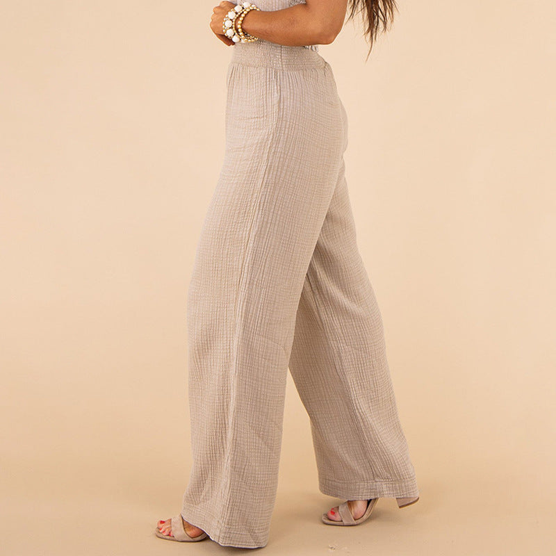 Slim-fit Slimming Solid Color Casual Trousers