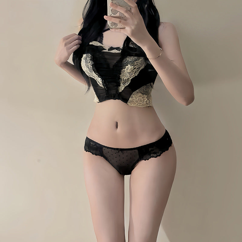 Sultry Lace-trimmed Low-rise Thong High-slit Mid-hip Underwear In European And American Style