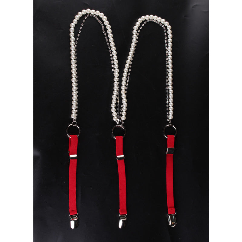 INS Trend Elastic Elastic Suspender Belt Rhinestone Chain Sling Belt