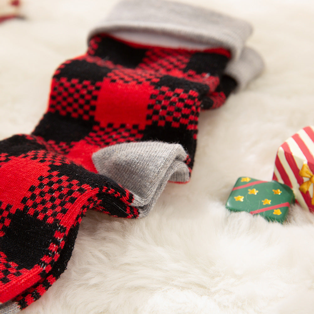 Mother Baby Parent-child Christmas Jacquard Short Stockings