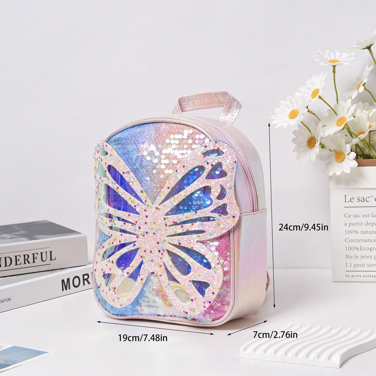 Sequined Children's Trendy Backpack Butterfly Wings Schoolbag