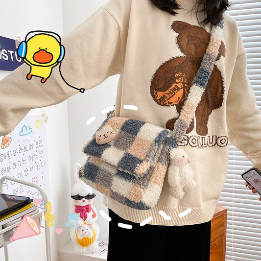 One-shoulder Crossbody Japanese Cute Lamb Plush Bag
