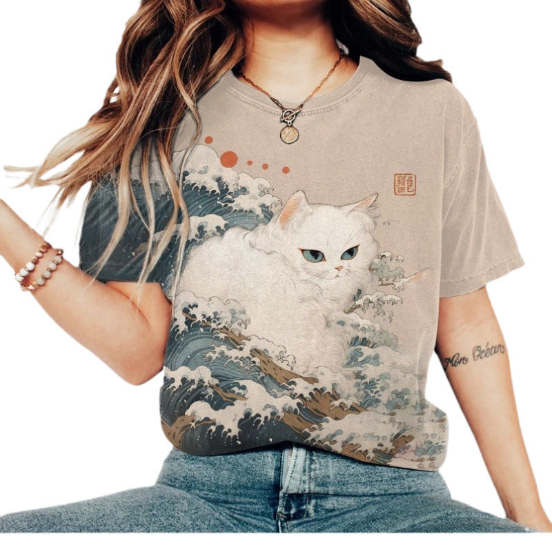Women's T-shirt Crew Neck Short Sleeves Loose Fit 3D Print