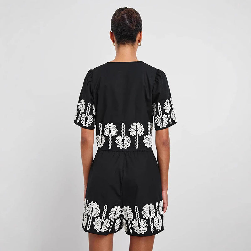 Womens New Elegant & Sophisticated High-Waisted Printed Casual Fashion Set