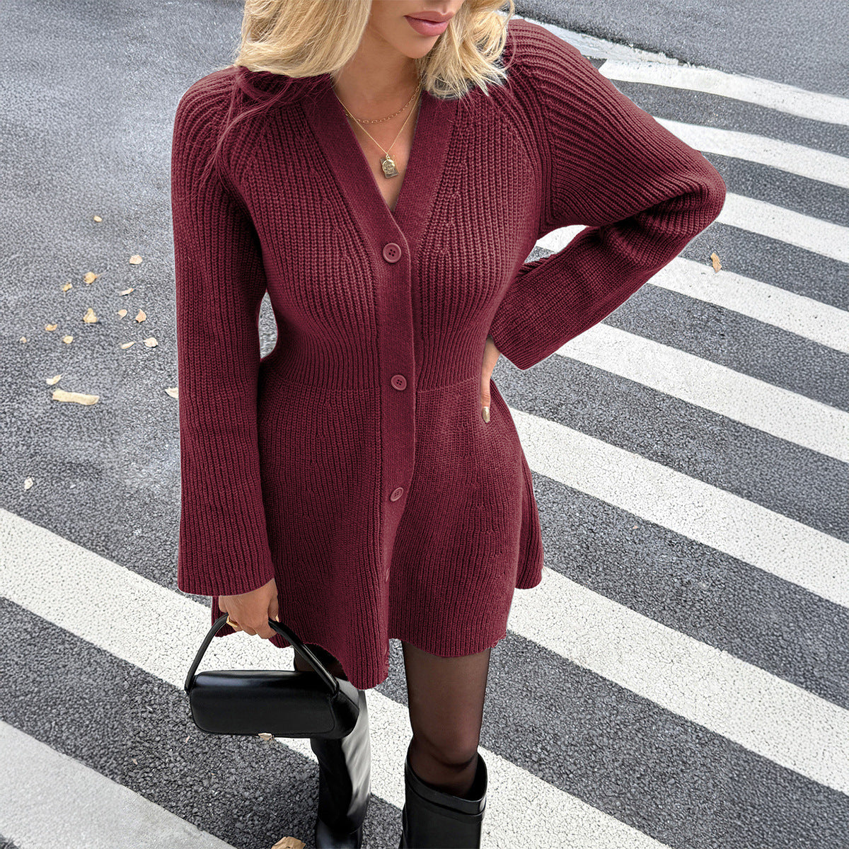 Elegant And Chic Long-Sleeve Sweater Dress