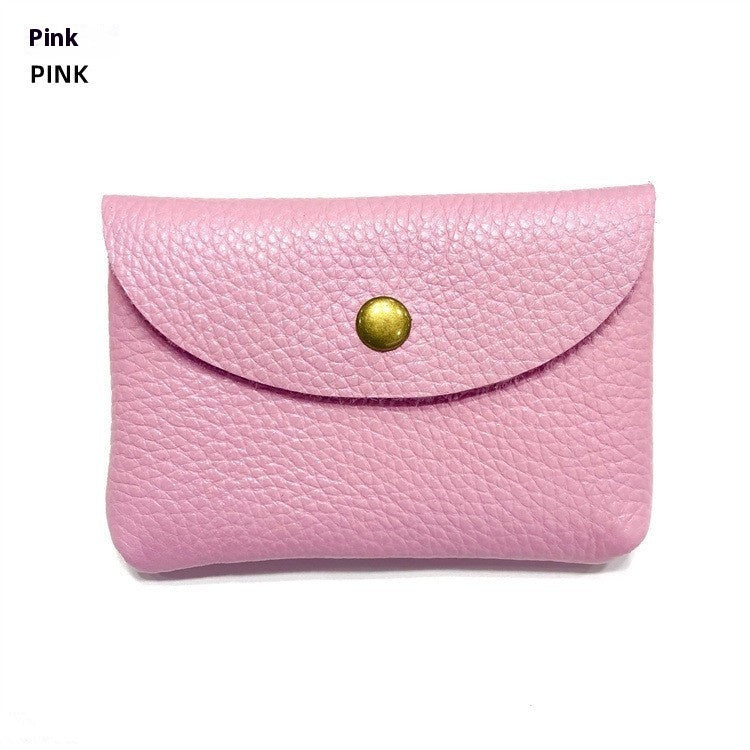 First Layer Cattlehide Leather Fashion Hidden Hook Coin Pocket Card Holder Mini-Portable