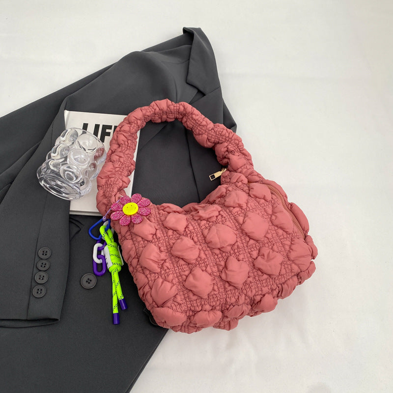 Women's Fashionable Pleated Bubble Down Jacket Shoulder Bag