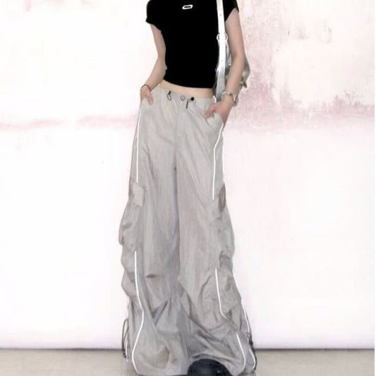 Retro Design Lightweight Breathable Overalls High Waist Loose