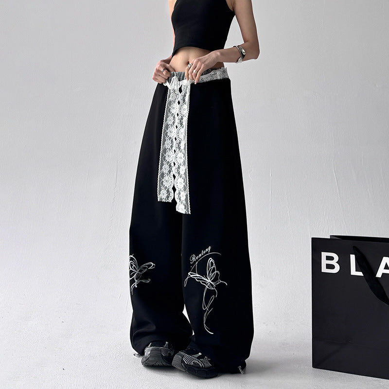 Fashion Temperament Lace Women's Casual Pants
