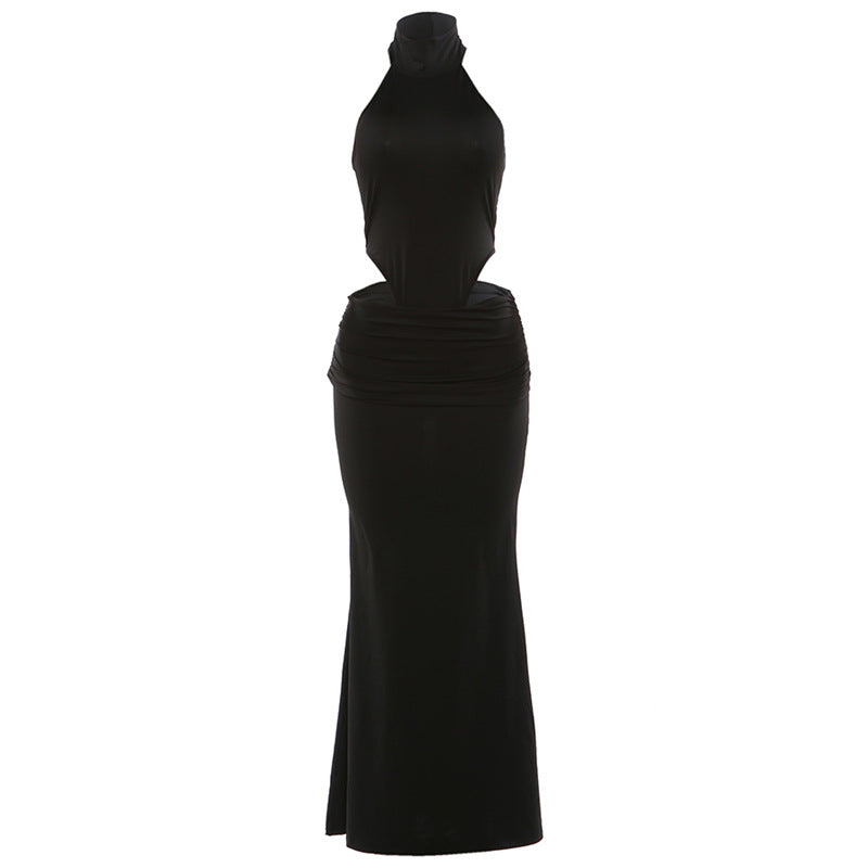 New European And American Womens Sexy Halter-neck Bodycon Jumpsuit And Solid-color Skirt Set