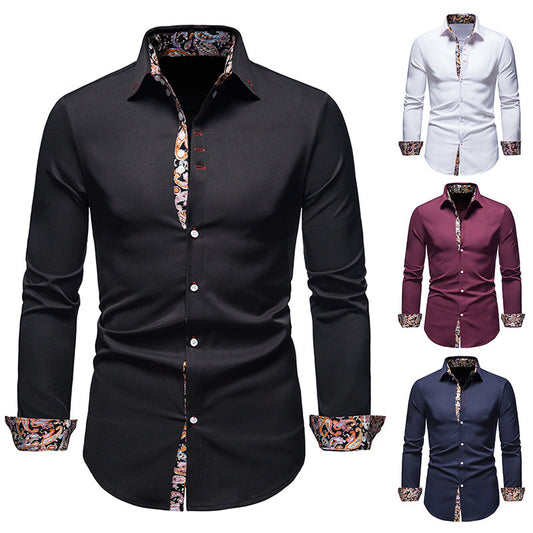 Langærmet herreskjorte med revers, slim fit, assorterede farver