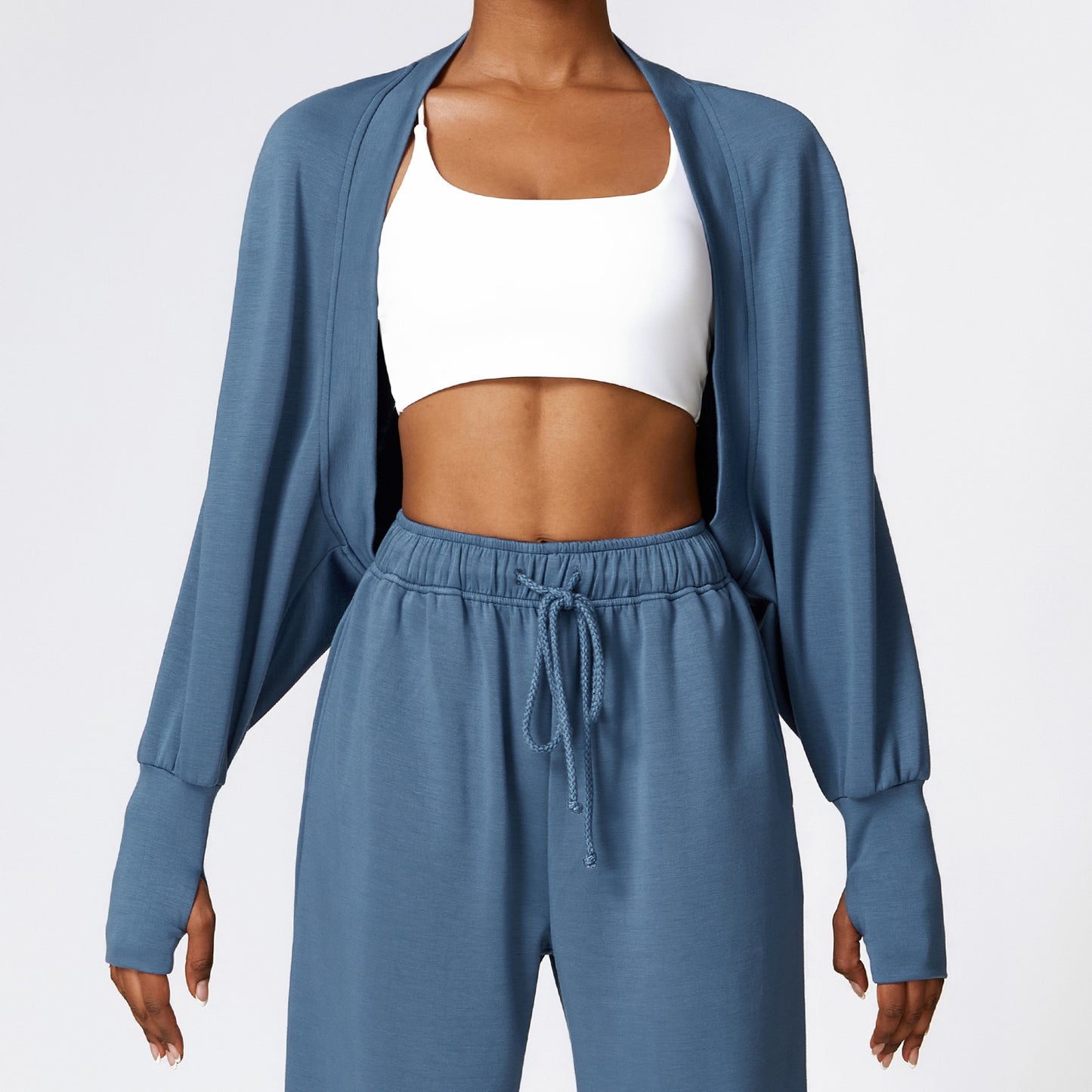 Knitted Cardigan Batwing Sleeve Sports Jacket