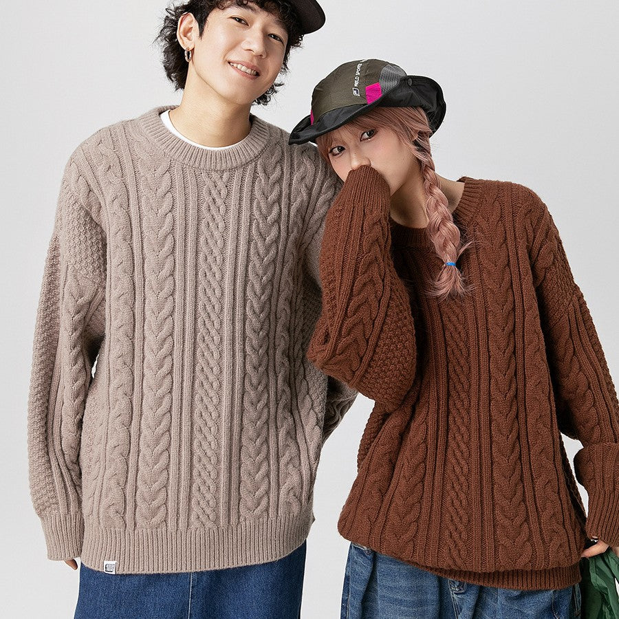 Japanese-style Retro Simple Sweater Male Couple Loose