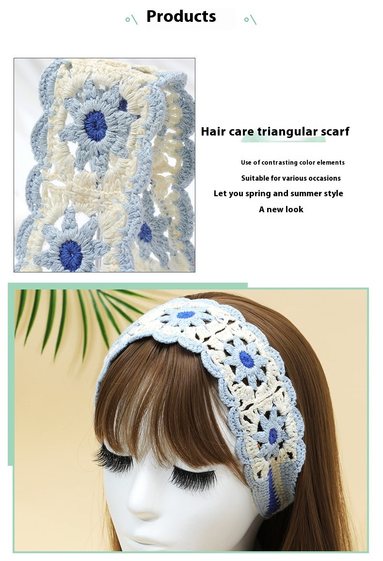 Summer Wide-brimmed Hollow Knitted Headcloth Hair Band