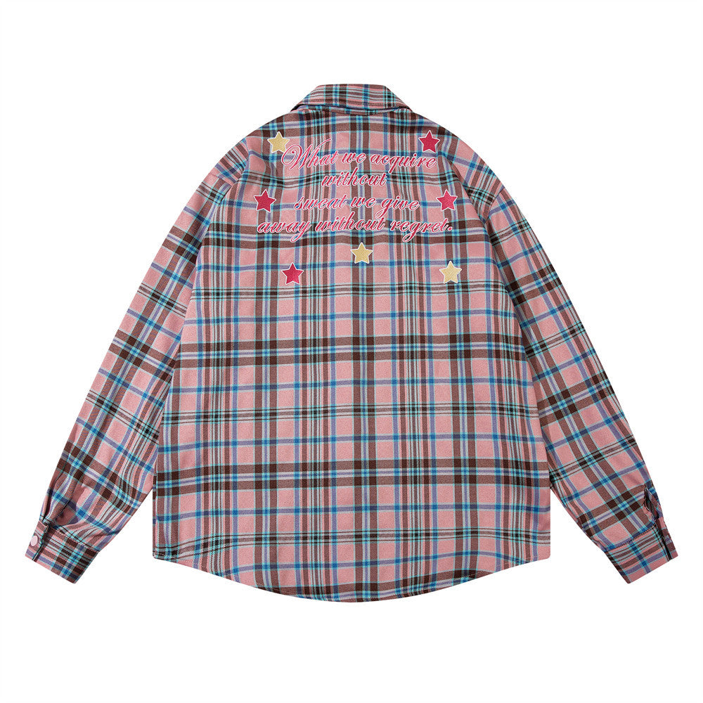 Casual Embroidered Letter Shirt Outer Wear Male And Female Couples Wear