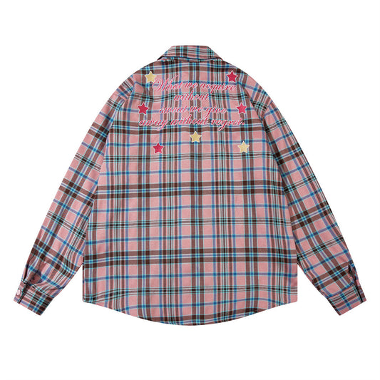 Casual Embroidered Letter Shirt Outer Wear Male And Female Couples Wear