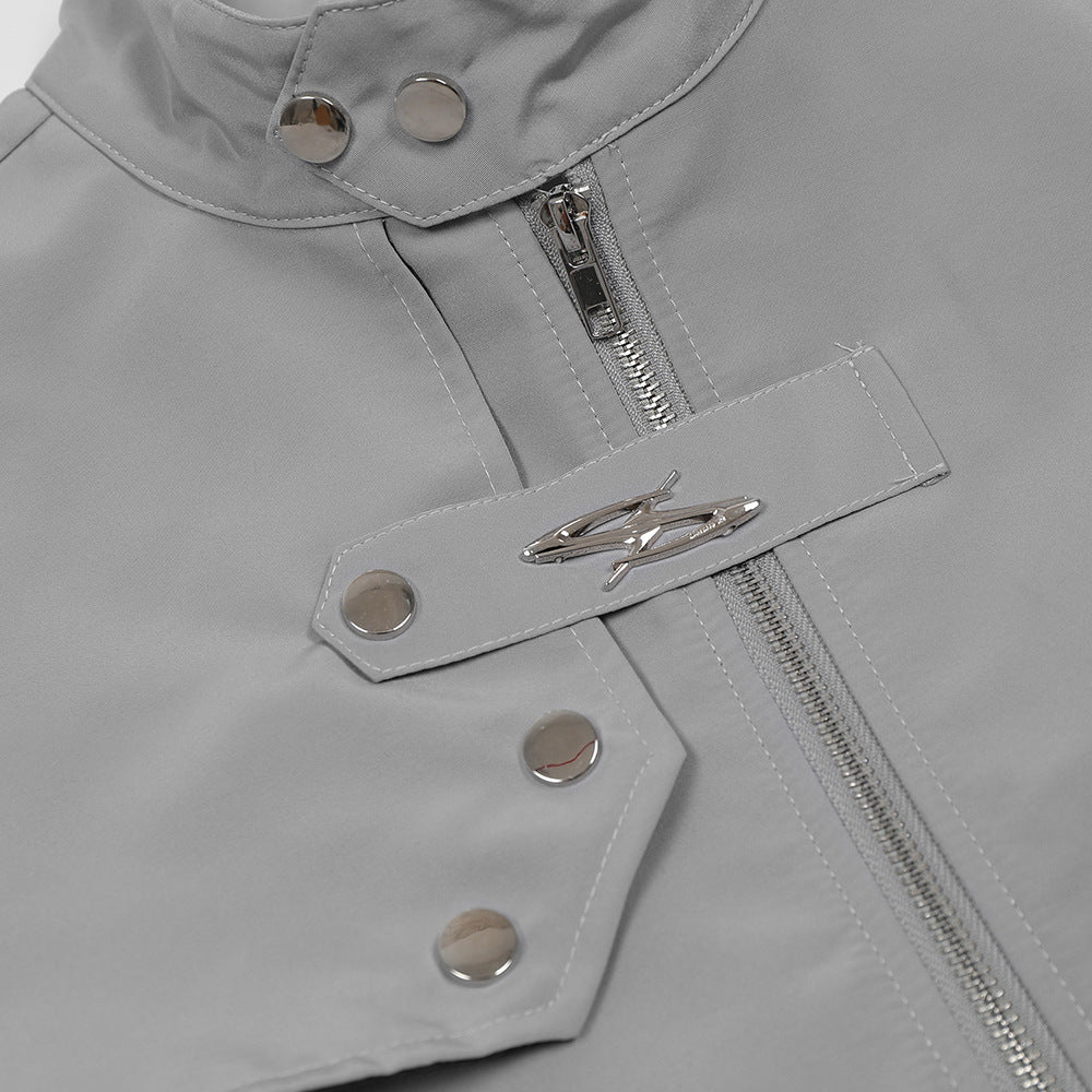 Mænds Løse Ensfarvede Baseballuniform med Standkrave