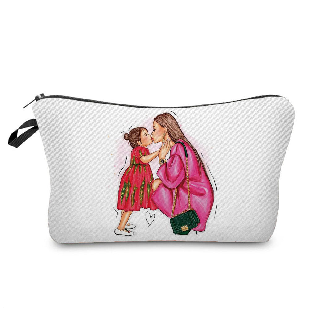 Mother And Daughter Printed Cosmetic Bag Storage And Portable
