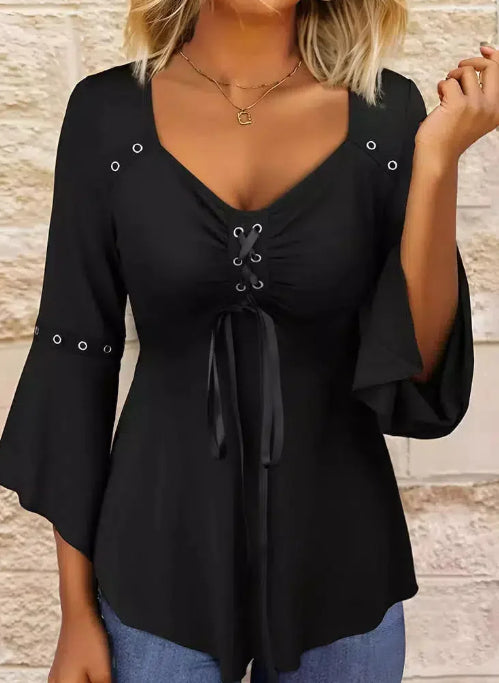 Black V-Neck Plain Top