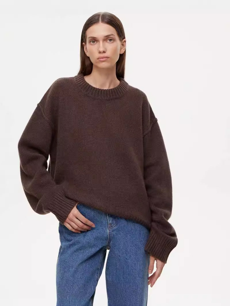 Ladies New Autumn And Winter Loose Round Neck Sweater