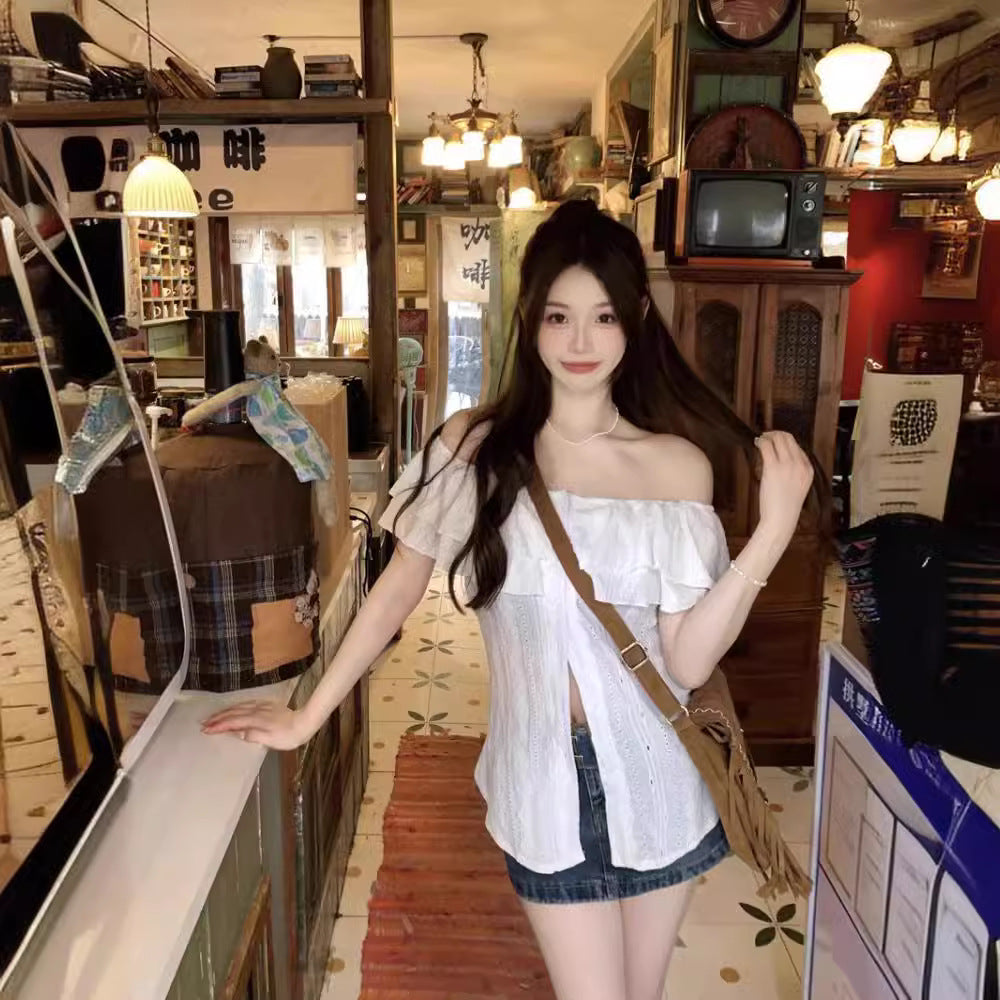 Plus Size Off-shoulder Women's Shirt