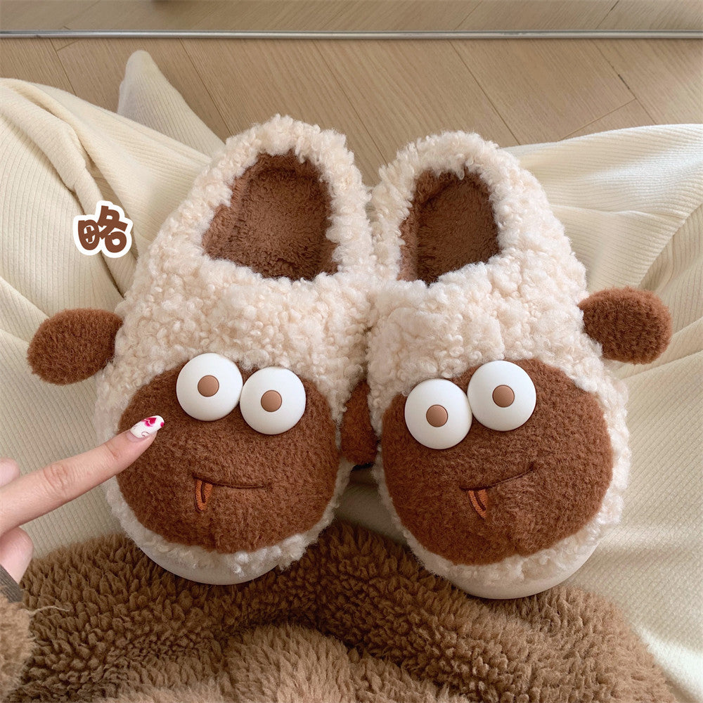 Cute Big Eyes Sheep Home Warm Cotton Slippers Winter