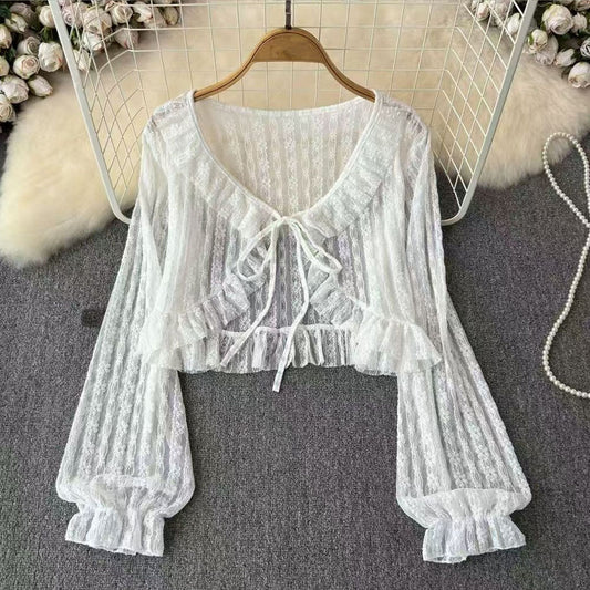 Short Lace Sun-protective Cardigan Top