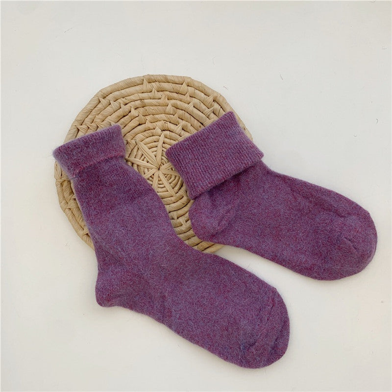 Japanese Winter Solid Color Thickened Warm Rabbit Wool Socks