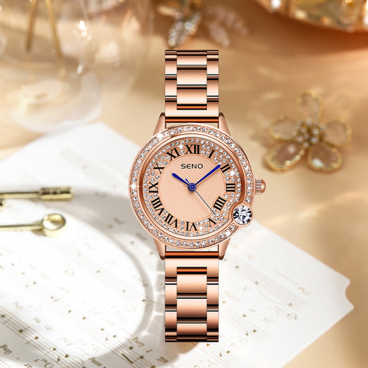 Stylish Quartz Full-Diamond Stainless Steel Waterproof Womens Watch