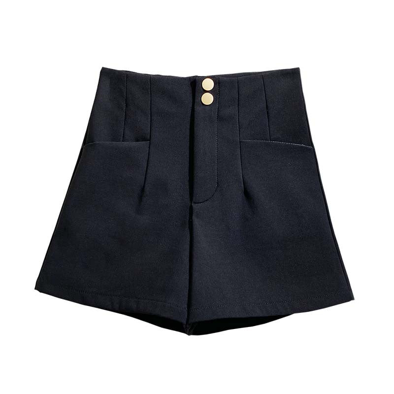 Women's Solid Color Simple Black Elastic Shorts
