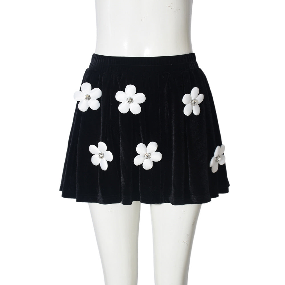 Flower Stretch Skirt Female Fashion European And American Style 3D