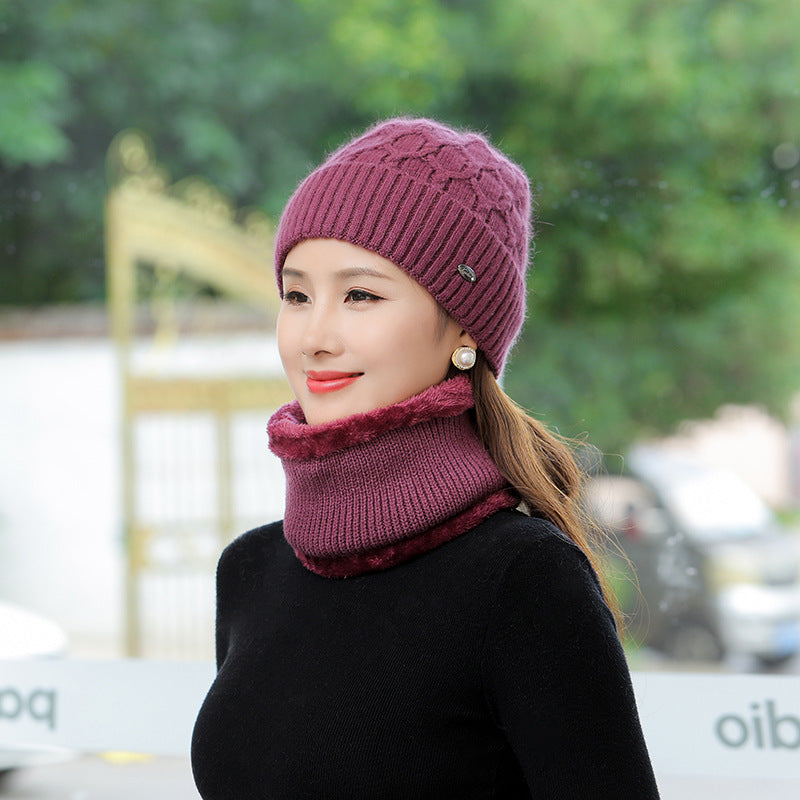 Women's Fleece Warm Wool Hat Scarf Suit