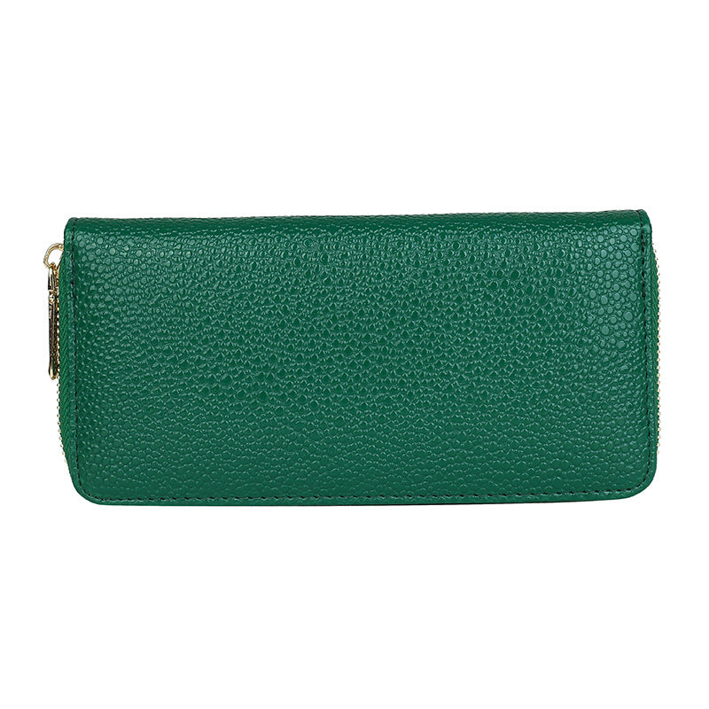 Mid-length Zipper Clutch Bag Fashion Solid Color PU Money Clip