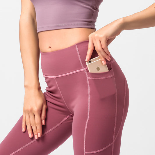 Fitness Quick-drying Hip-lifting High-waist Pocket Running Trousers