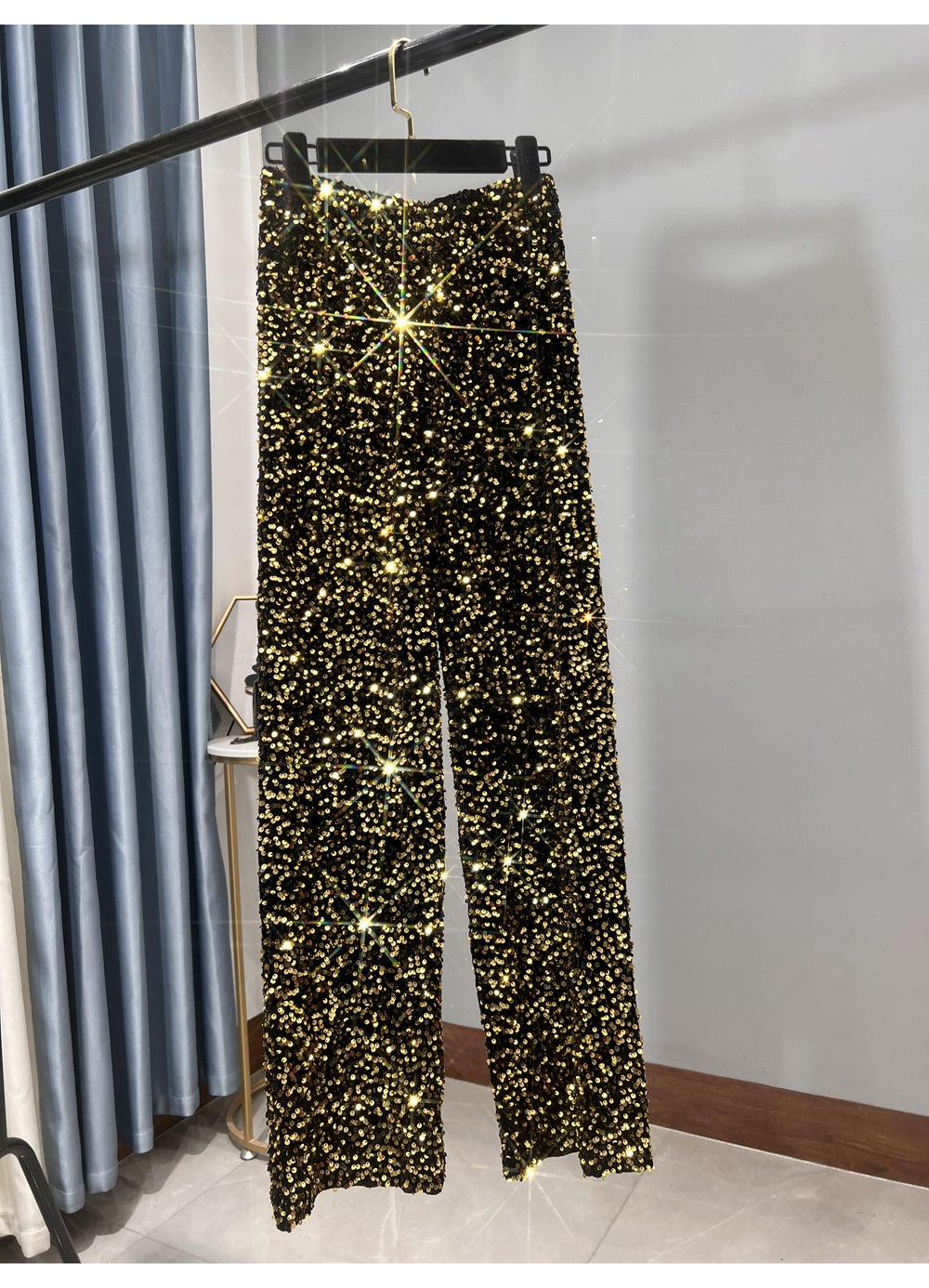 Women's Sequin Wide-leg Pants Lengthened Draping Mop