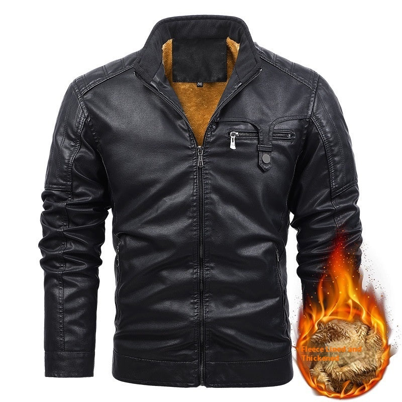 New Style Men's Velvet Thickened Stand Collar Casual Fashion