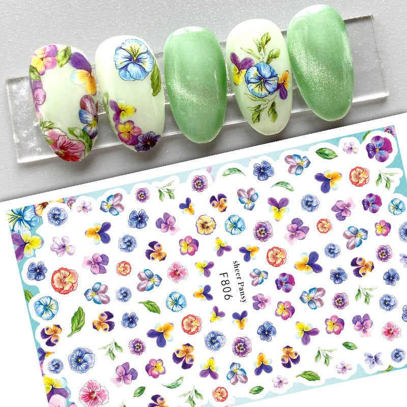 New Flower Nail Art Decal Plain Hand Painted