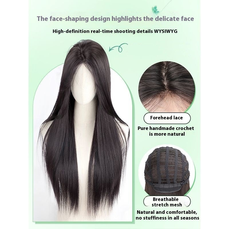 Female Full-head Wig Forehead Lace Seamless Fluffy Wig