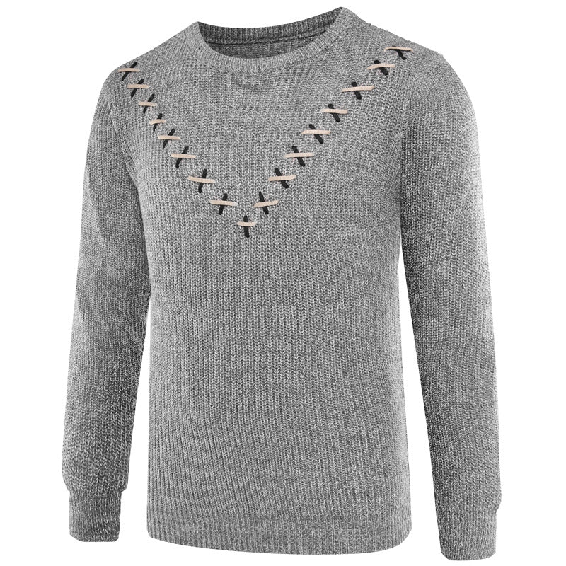 Strikket Sweater til Mænd med Brystbånd-udsmykning