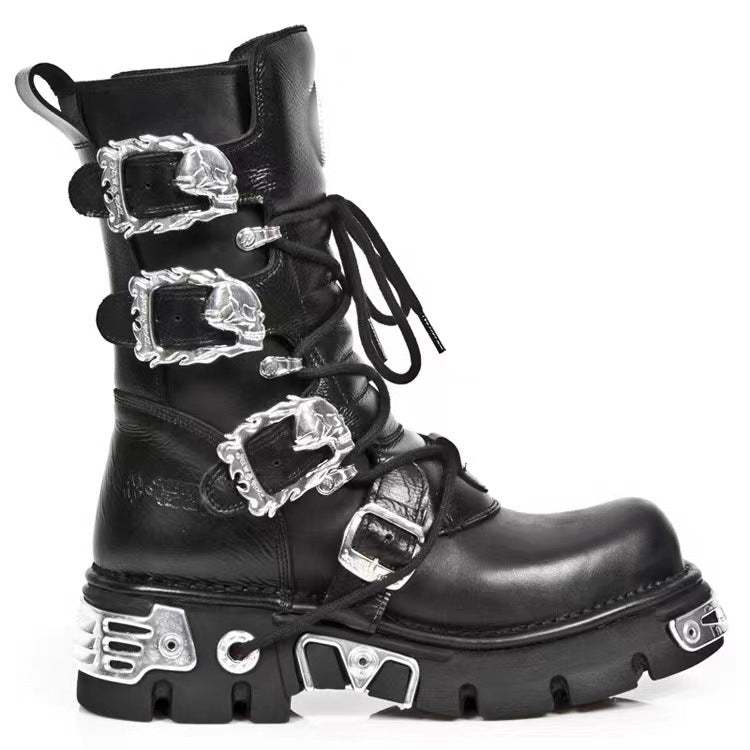 Handmade Thick-Soled Elevator Boots In Genuine Leather Featuring
