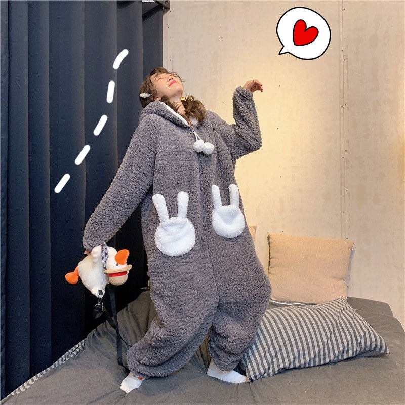 Cute Ears Long-sleeved One-piece Loungewear