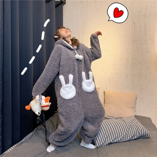 Cute Ears Long-sleeved One-piece Loungewear