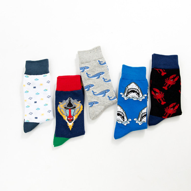 Colorful Mid-calf Couple Casual Cotton Socks